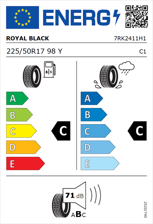 Tyre Label for Royal Black Explorer II 225/50R17 98Y